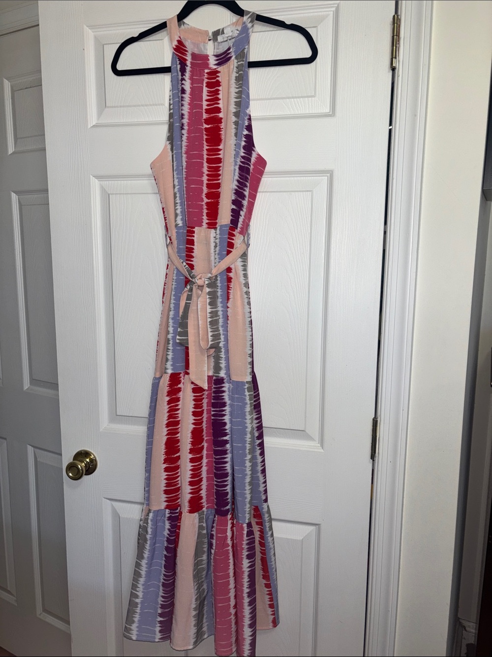 THML Striped Tie-Waist Maxi Dress